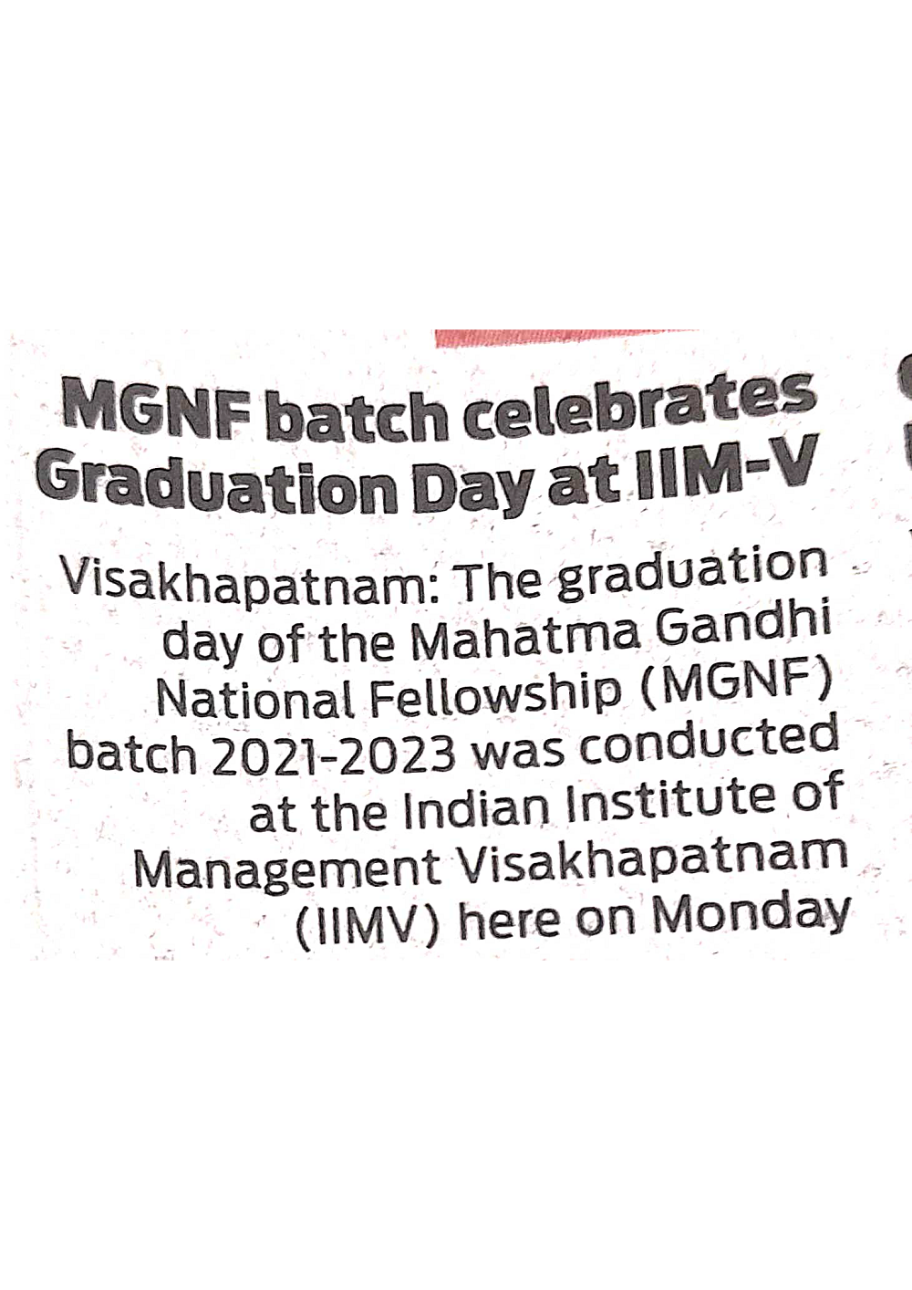 MGNF batch celebrates graduation day at IIMV - 30.10.2023