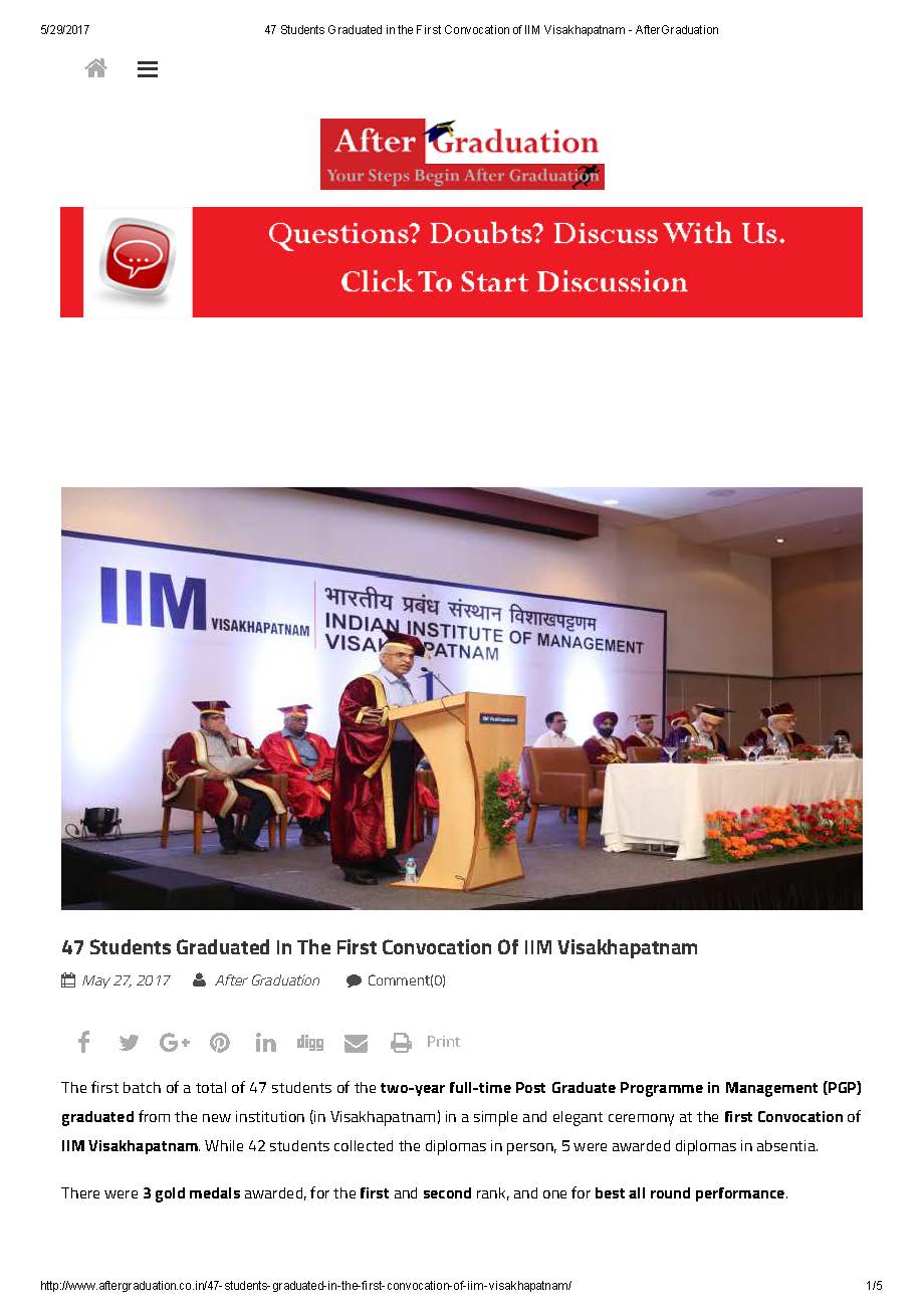 IIM Visakhapatnam First Convocation - 27.05.2017