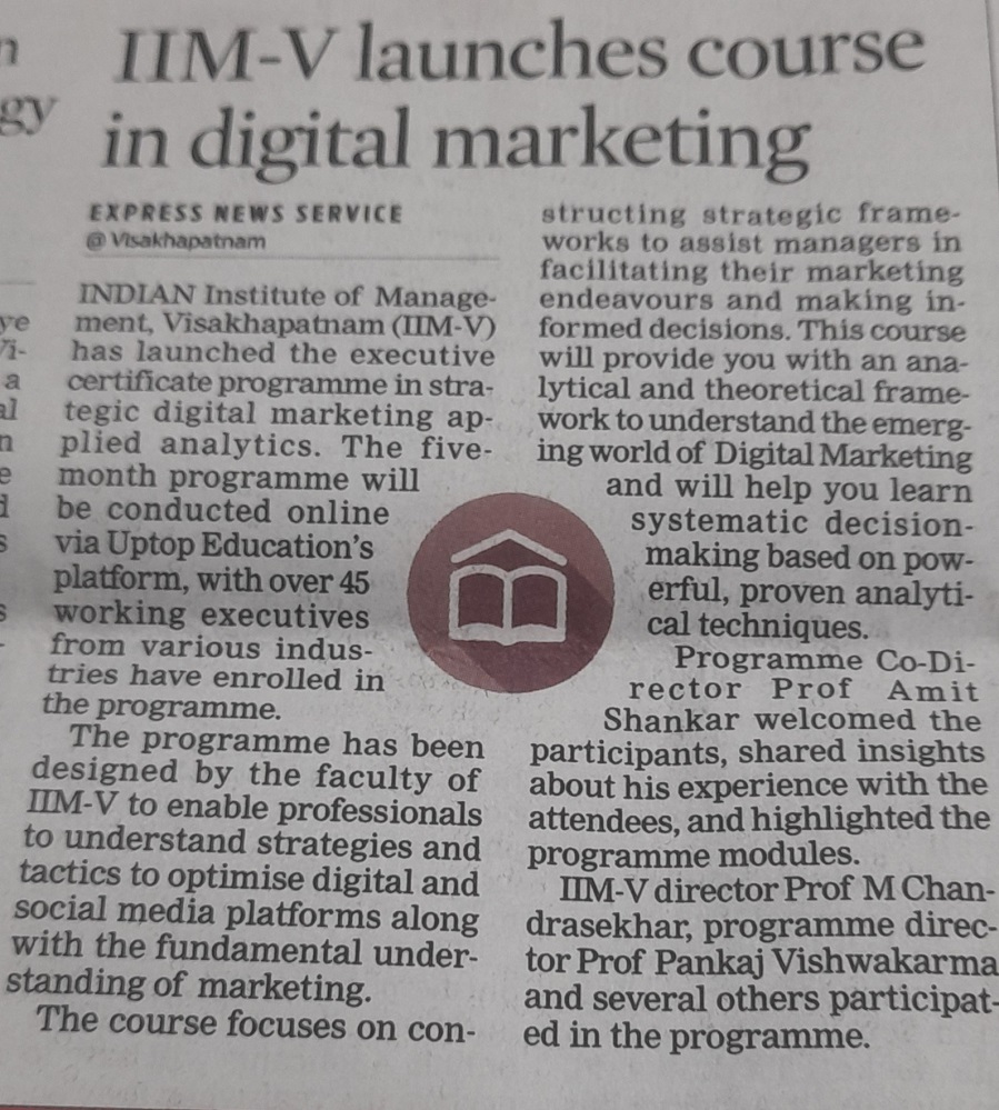 IIMV Launches course in digital marketing - 30.01.2024