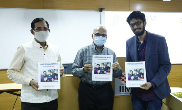 Dr. Challa Krishnaveer Abhishek, our PGPEx participant, presents his book ‘Hard to Swallow Truths’ to IIMV Director