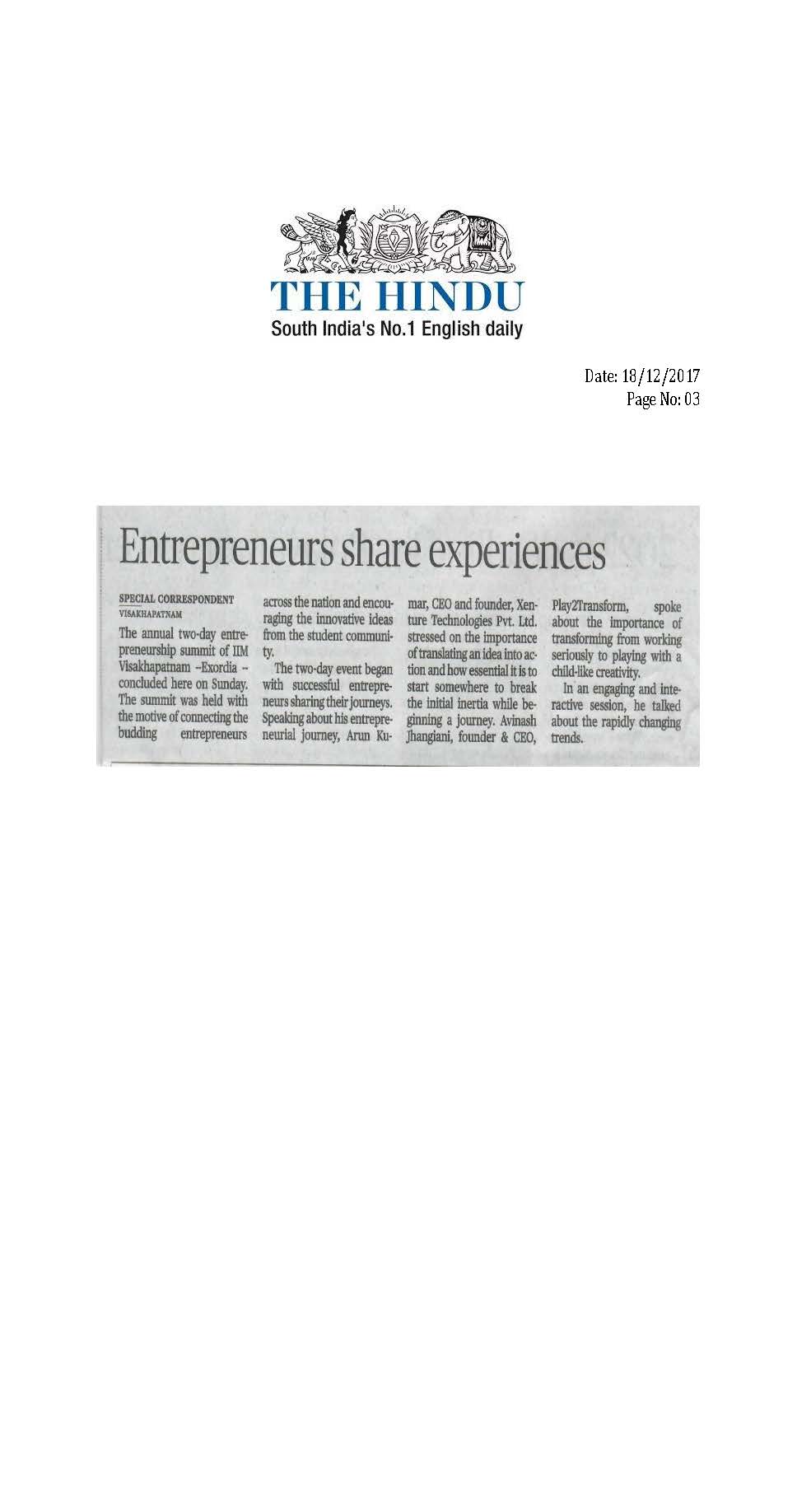 Entrepreneurs share experiences - 18.12.2017