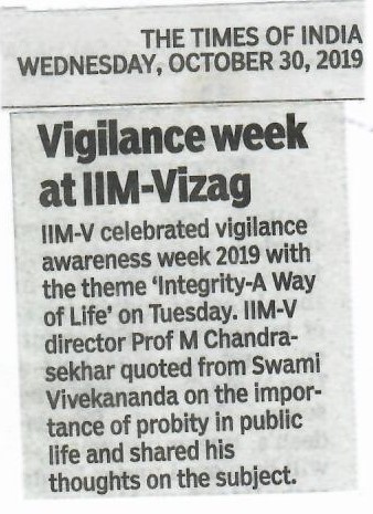 IIMV Vigilance Awareness week 2019 - 30.10.2019