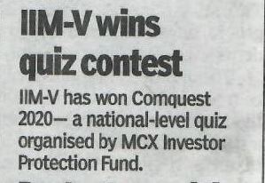 IIMV wins quiz Contest - 09.02.2020