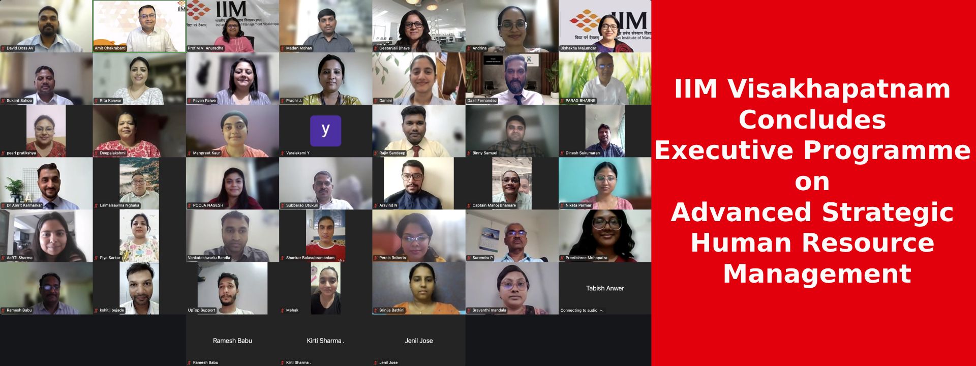 IIM Visakhapatnam Concludes Executive Programme on Advanced Strategic Human Resource Management