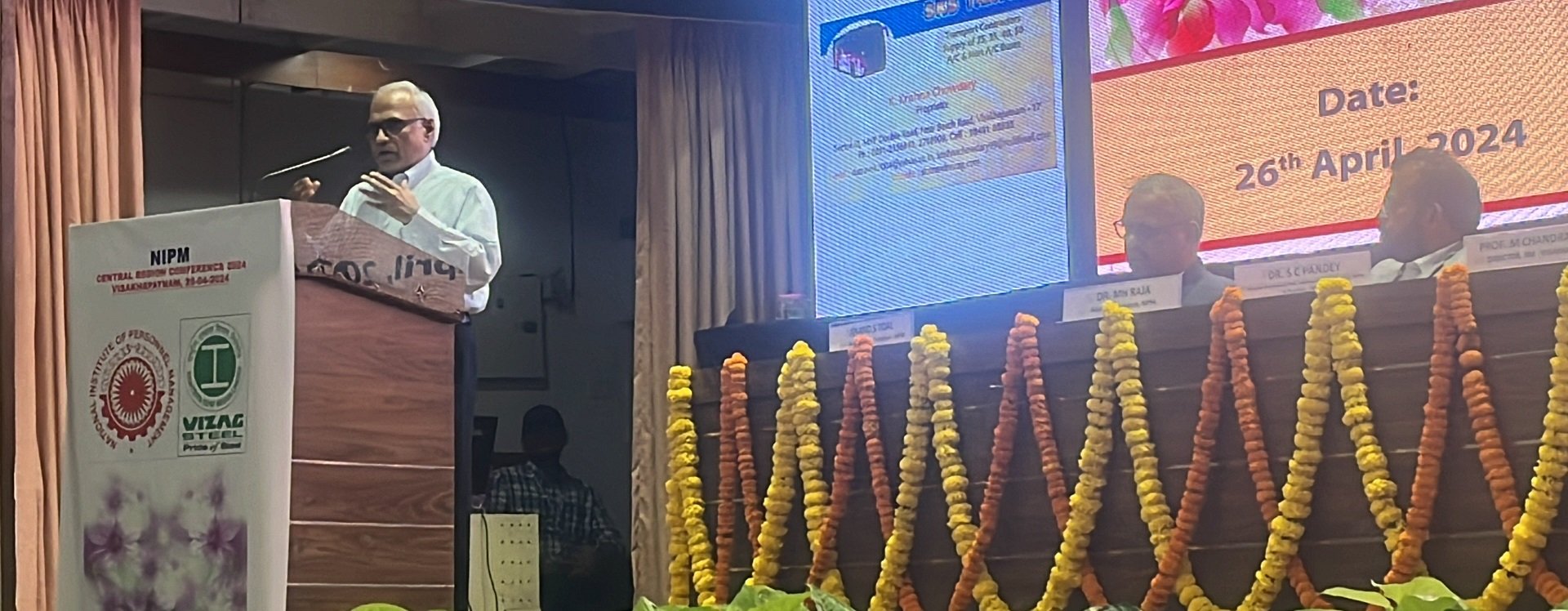 Prof Chandrasekhar giving the valedictory address as the Chief Guest at the Central Region Conference-2024 jointly organised by NIPM and RINL- VSP