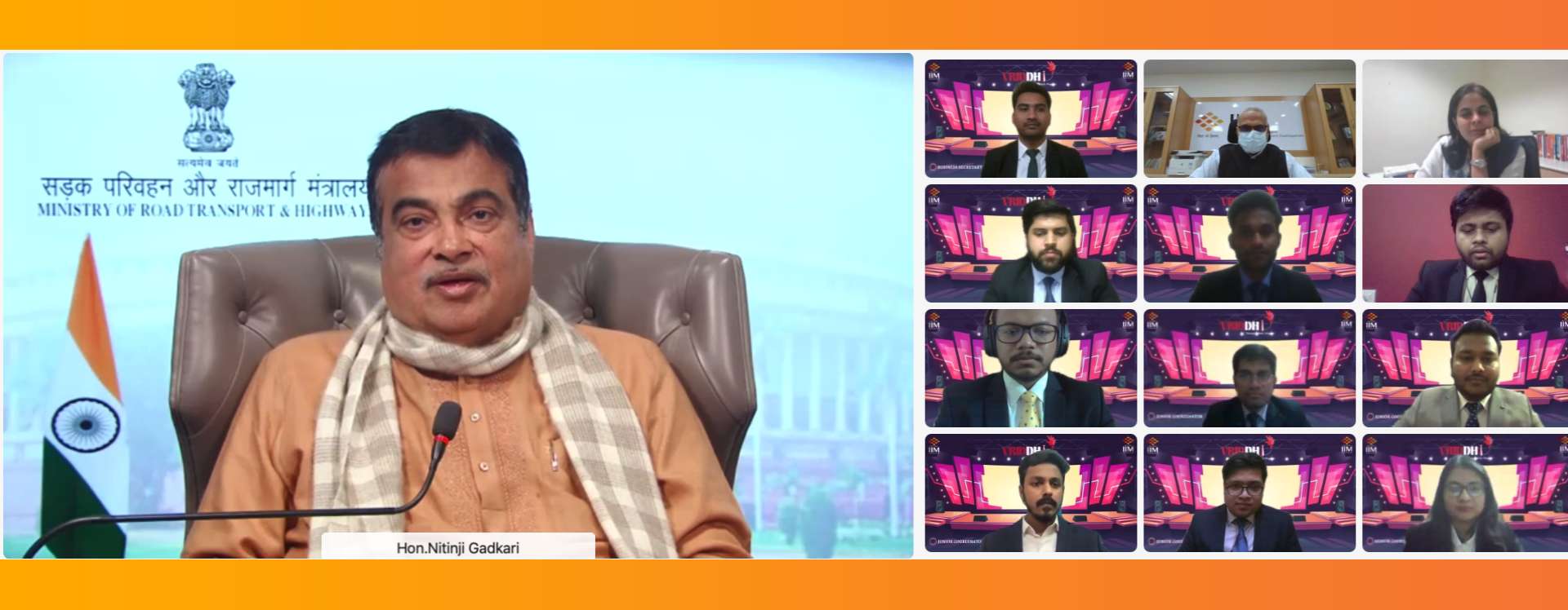 Hon'ble Union Minister of Road Transport & Highways, Shri Nitin Gadkari ji, delivering Keynote Address on 30/1/2022 in the Annual Business Conclave 